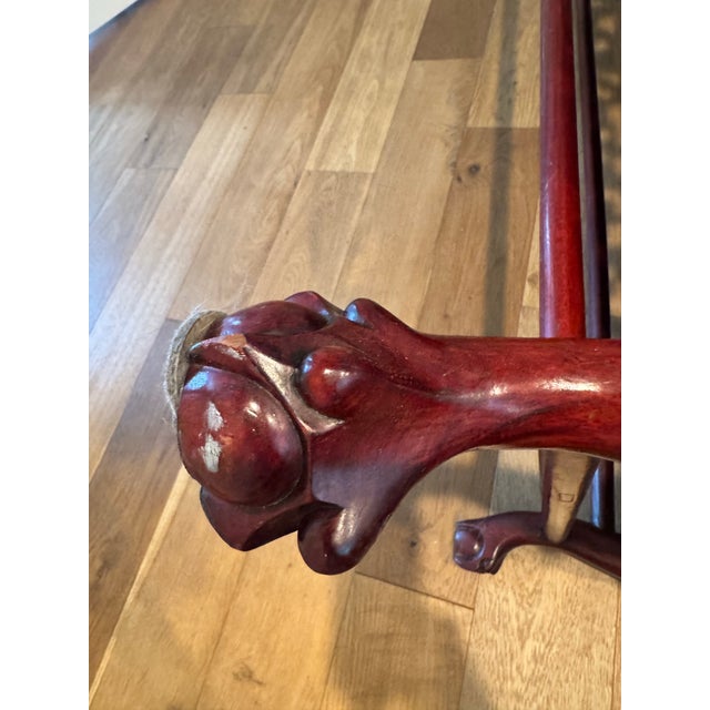 Chinese Carved Hardwood Dragon Settee With Three Dali Dreamstone Marble Panels, Mid-20th Century For Sale - Image 10 of 12