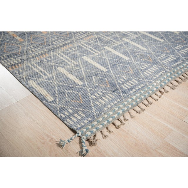 2020s 6x9 Modern Light Blue Geometric Moroccan Handknotted Wool Berbet Carpet Rug For Sale - Image 5 of 6