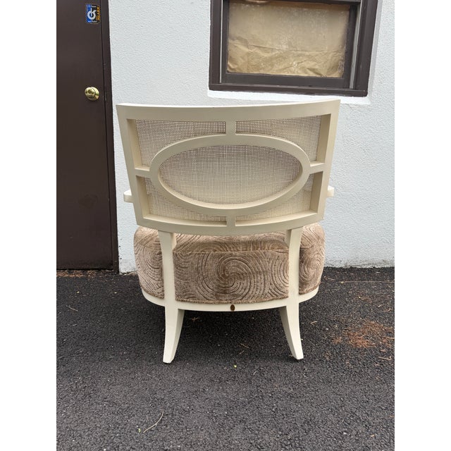 1990s Barbara Barry for Henredon Cane Back Side Chair With Barbara Barry for Kravet Couture Velvet Seat For Sale - Image 12 of 12
