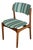 In Style of Erik Buch Model 49 Teak Dining Chair Green Striped Upholstery Danish Mid-Century Modern 1960s For Sale