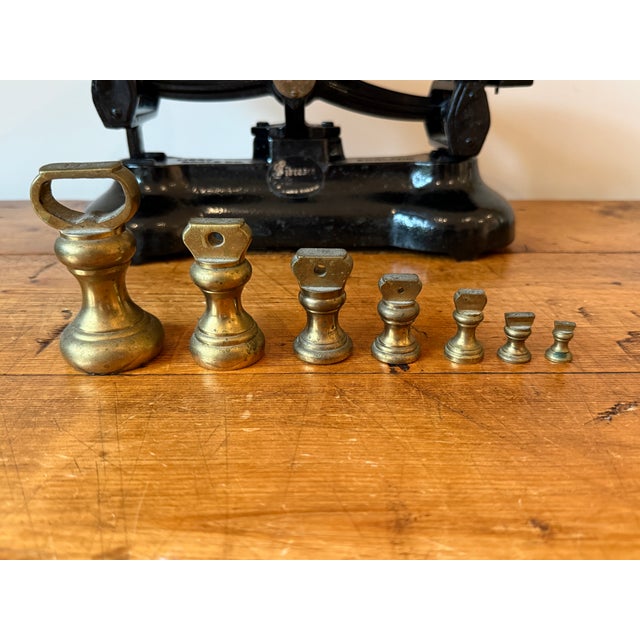 Vintage Librasco Cast Iron & Brass Balance Scale, W/ Weights For Sale - Image 10 of 14