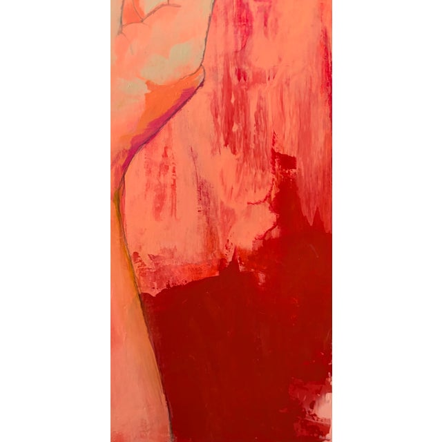 Late 20th Century Contemporary Portrait Lady in Red Acrylic on Wood For Sale - Image 11 of 12