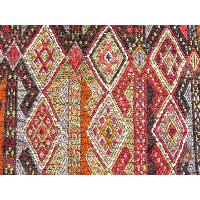 Ruby Red Wool Aesthetic Vintage Turkish Area Kilim Accent Rugs For Sale - Image 8 of 11