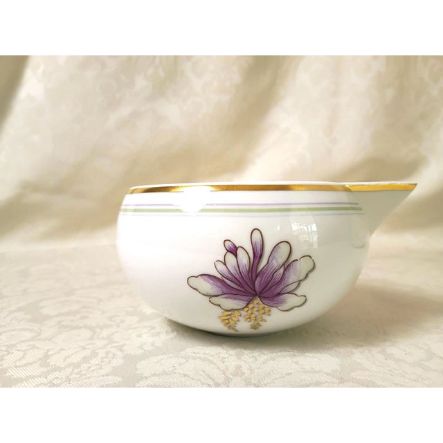 New Vista Alegre Illuminati Sauceboat With Matching Pink Under Plate Portugal Luxury Hand Painted Porcelain Watercolor Lotus Flower New With Tag For Sale In Savannah - Image 6 of 10