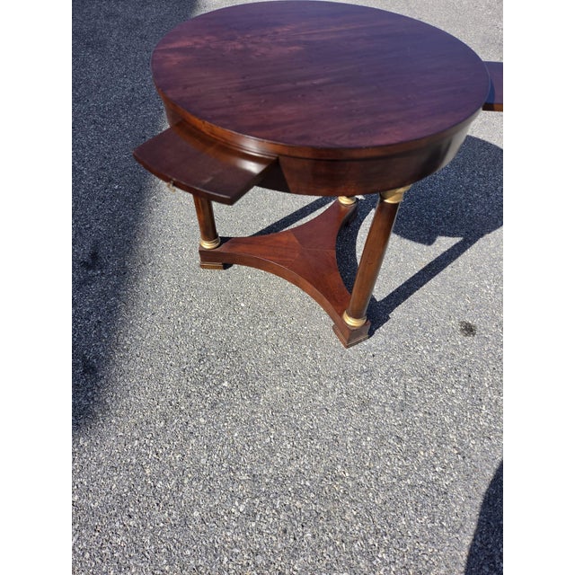 21st Century French Empire Plum Mahogany Round Table. For Sale - Image 9 of 16