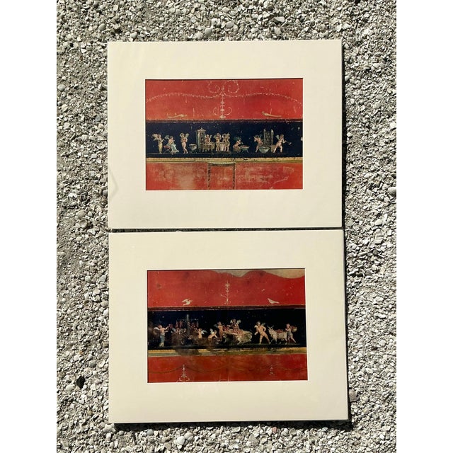 Vintage Italian Pompeii Fresco Original Prints - Set of 2 For Sale In West Palm - Image 6 of 10