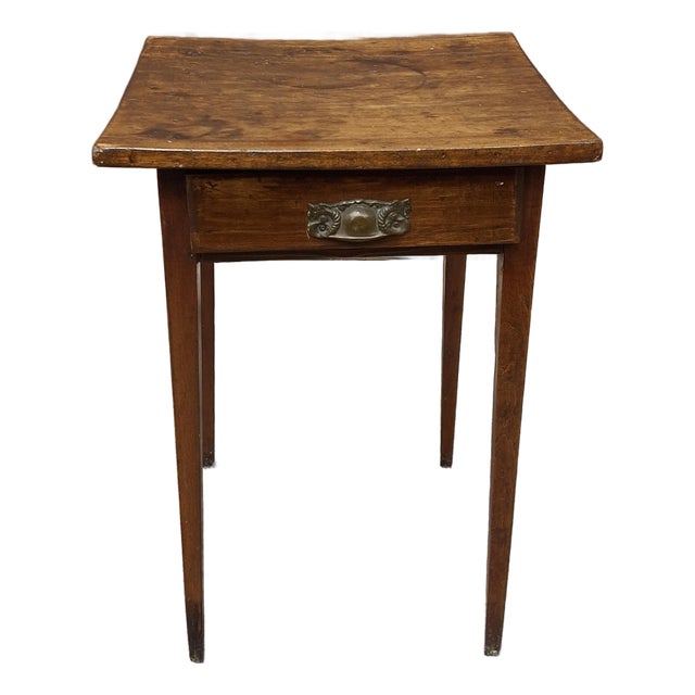 Early American Stained Pine Single Drawer Side Table, Circa 1800s For Sale