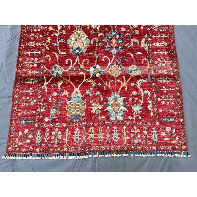 Textile Hand-Knotted Afghan Chobi Ziegler Sultanabad Rug - 6'5" X 5'0" For Sale - Image 7 of 12