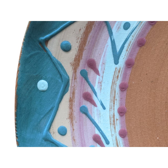 Vintage Original Studio Pottery Postmodern Southwestern Decorative Plate Signed For Sale - Image 10 of 11