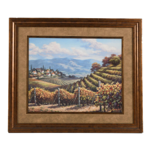 Framed Signed Sung Kim Vineyard Village Print