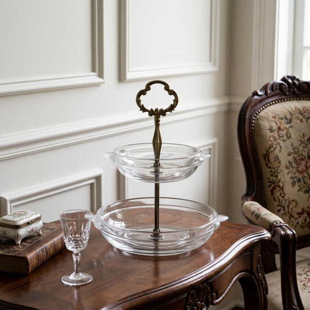 intage two tier tidbit server by Walther Glas, produced in Germany circa 1960s to 1970s. Mid century modern glass...
