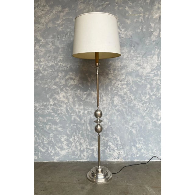 French Mid Century Modern Silvered Floor Lamp For Sale - Image 4 of 8