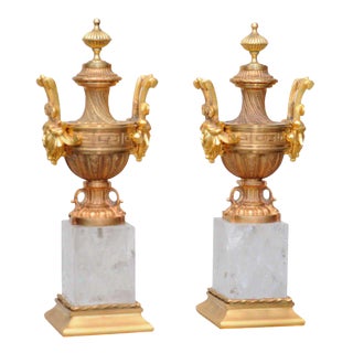 Ornamental Rock Crystal and Gold Leaf Trophy/Urns -Objets D'arts For Sale