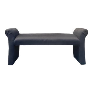 Vintage 1980s Upholstered Scroll Bench For Sale