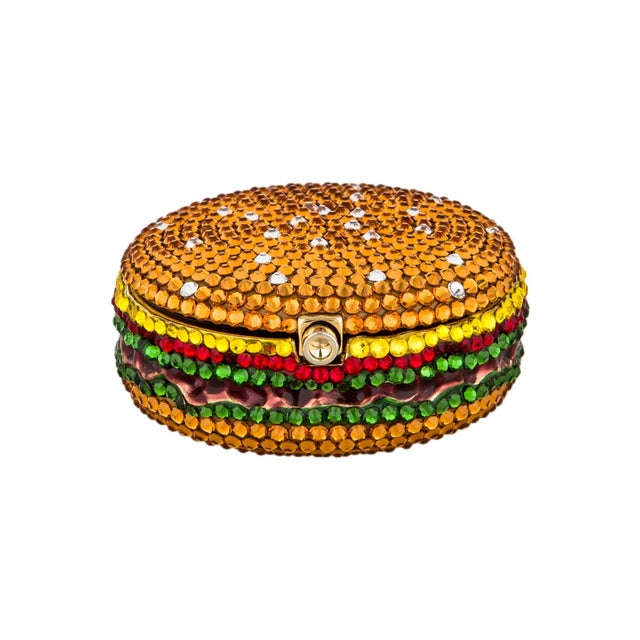 Judith Leiber Hamburger Slider PillBox Trinket Pill Box Crystal For Sale In Los Angeles - Image 6 of 8