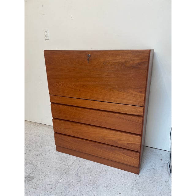 Vinde Mobelfabrik 1970s Mid-Century Modern Teak Secretary Desk For Sale - Image 4 of 13