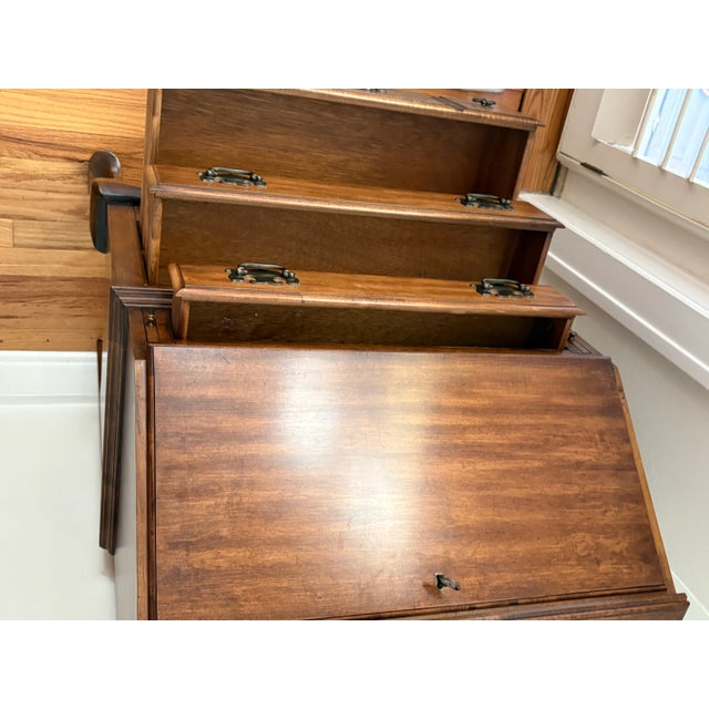 1970s 1970s Pennsylvania House Traditional Secretary Desk With Lock and Key For Sale - Image 5 of 12