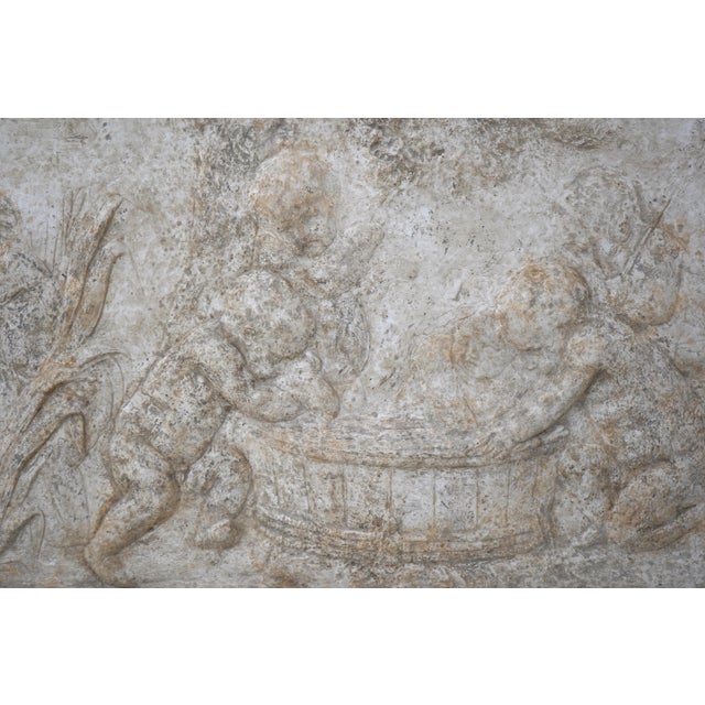 Brown Neoclassical Framed Cherub Relief Stone Plaque For Sale - Image 8 of 10