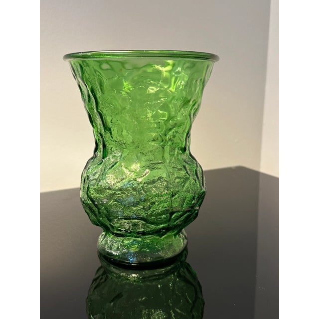 Indiana Glass Company Large Vintage Green Glass Bouquet Vase 1970’s For Sale - Image 4 of 12