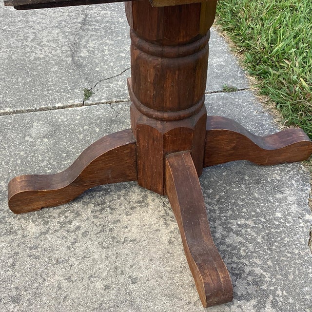 Wood 1940s Solid Oak & Marble Table Gaming Top For Sale - Image 7 of 7