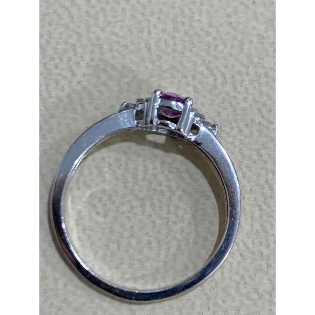Pink Sapphire and Diamond 14 Karat White Gold Ring, Estate Size 6.5 For Sale In New York - Image 6 of 18