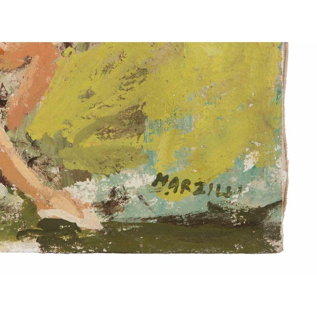 Franco Marzilli, Ballerina in the Park, Oil Painting, 1970s For Sale - Image 4 of 6