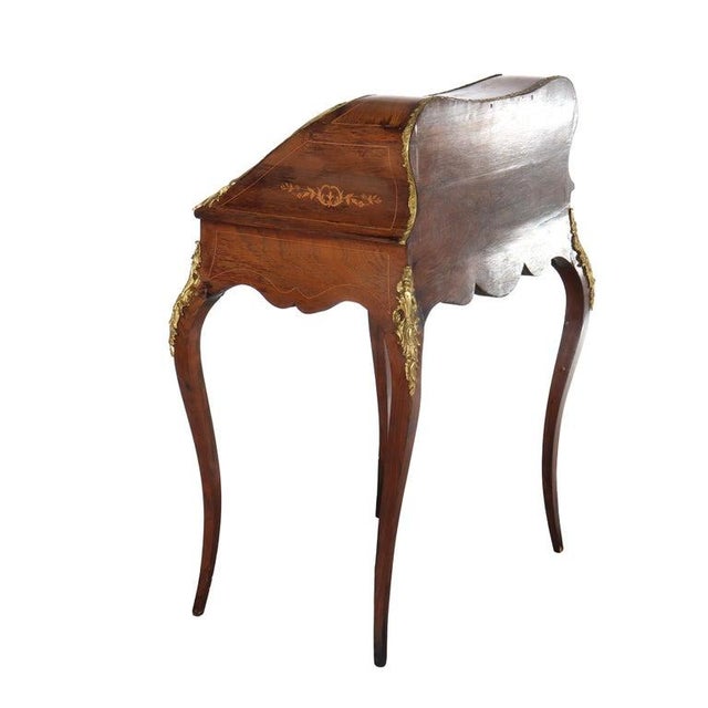 Antique French Louis XIV Inlaid Rosewood & Ormolu Lady’s Desk C1890 For Sale - Image 6 of 17