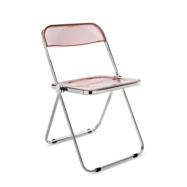 Acrylic Glass Pink and Chrome Plia Chairs by Piretti for Castelli, Italy, 1970s, Set of 12 For Sale - Image 6 of 18