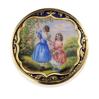 Antique Russian 14k Gold & Enamel Pill Box, 1900s For Sale