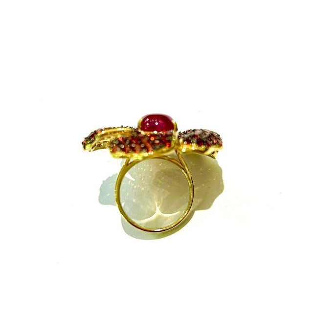 Bochic "Orient" Natural Ruby & Multi Sapphire Cocktail Ring Set 18K Gold&Silver For Sale - Image 17 of 18