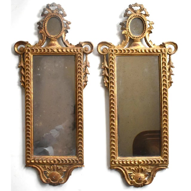 Pair of Antique 18th-Century Italian Neoclassical Giltwood Mirrors For Sale - Image 13 of 13