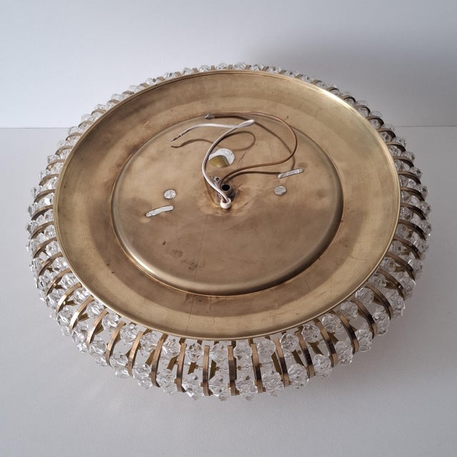 Crystal and Brass Ceiling or Wall Lamp from Palwa, Germany, 1960s For Sale - Image 12 of 13