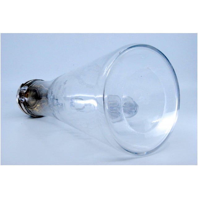 Silver Glass Water Jug with Knob Cut Out on the Silver Lid For Sale - Image 8 of 11