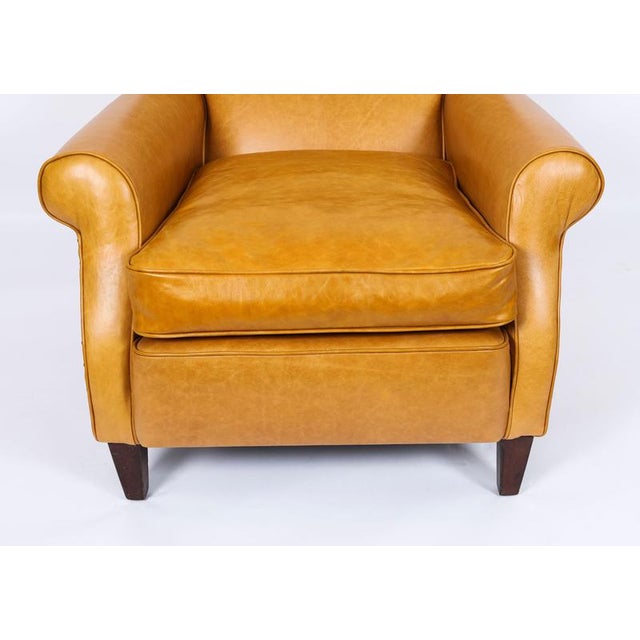 1930s Antique English Art Deco Club Leather Chair, 1930s For Sale - Image 5 of 14