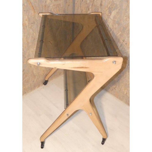 1960s Bar Trolley in Beech and Glass by Officina Di Ricerca, 1960s For Sale - Image 5 of 15