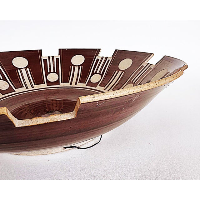 Vintage Overscale Geometric Ceramic Centerpiece Bowl For Sale - Image 4 of 8