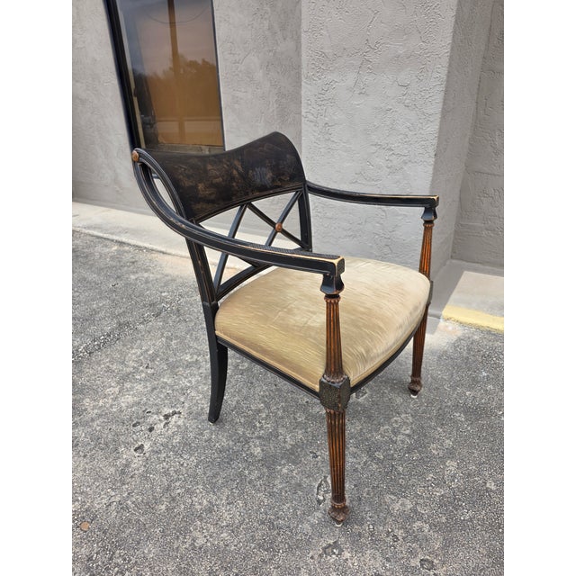 Chinoiserie English Regency Style Chinoiserie Decorated Chair For Sale - Image 3 of 13