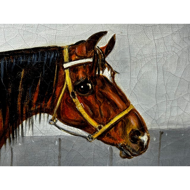 Masterful Victorian Equine Portrait Oil Painting c.1840 William the Conqueror Horse in Stable by Samuel Spode For Sale - Image 12 of 18