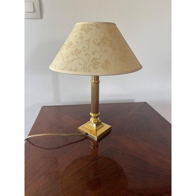 Empire Style Bedside Lamp in Fluted Gilt Brass, 1970 For Sale - Image 6 of 6