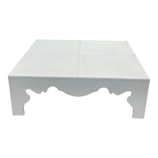 1980s Restored Vintage Designer Linen Wrapped Coffee Table For Sale