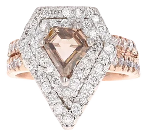 2.15 Carat Fancy Diamond Cut Diamond Rose Gold Engagement Ring, Size 6