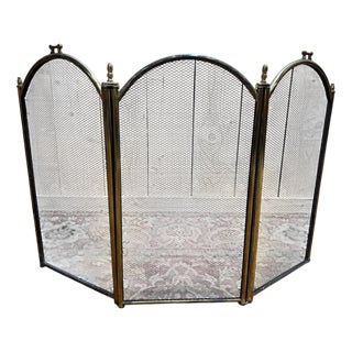 Vintage Fire Screen in Brass For Sale