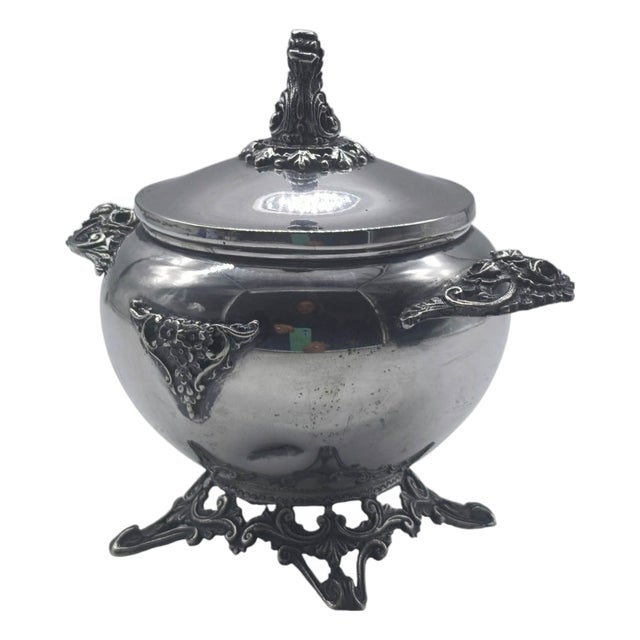 Empire Style Silver Sugar Bowl, 1940s For Sale