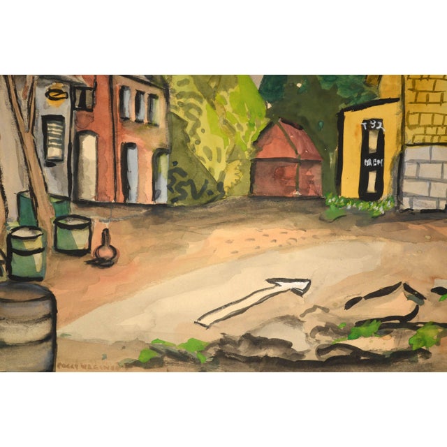 Mid 20th Century Oakland Industrial Landscape Watercolor Painting by Polly Wagener For Sale - Image 4 of 11