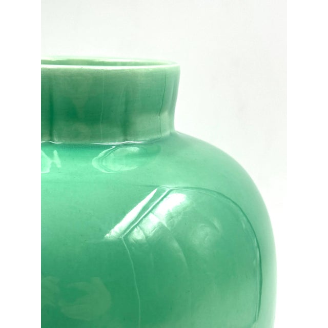 1940s Paul Millet, Art Deco Green Ceramic Vase, Sevres France 1930s For Sale - Image 5 of 13