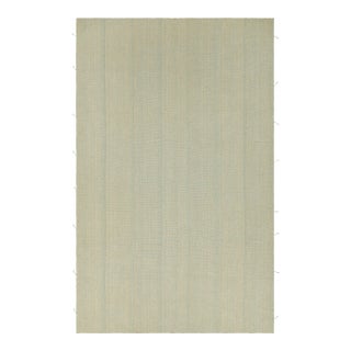 Rug & Kilim’s Contemporary Oversized Kilim in Blue and Beige Textural Stripes For Sale