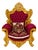 Burgundy Velvet Throne Chair – Hand-Carved French Baroque Armchair With Gold Leaf Frame For Sale