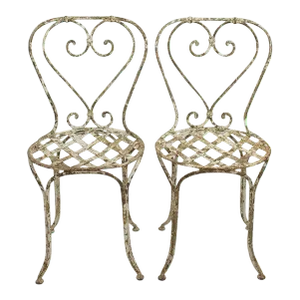 Pair of 19th Century French Painted Iron Garden Chairs