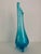 Mid-Century Modern Mid-Century Modern L.E Smith Turquoise Cyan Blue Hobnail Glass 3-Toed Footed Swung Vase For Sale - Image 3 of 11