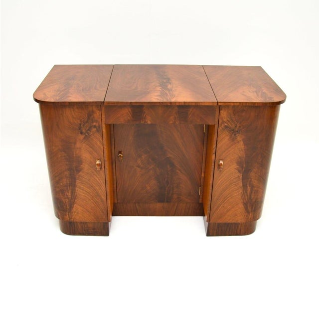Mid-Century Modern Art Deco Figured Walnut Dressing Table, 1930s For Sale - Image 3 of 14